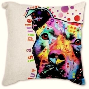 "Love is a Pittie" Pit Bull Dog 18" Decorative Throw Pillow Watercolor Case
